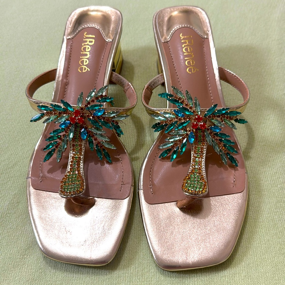 Blingy palm tree sandals